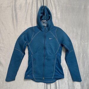 Nike Jacket Womens Small Blue Therma Fit Hooded Full Zip Performance